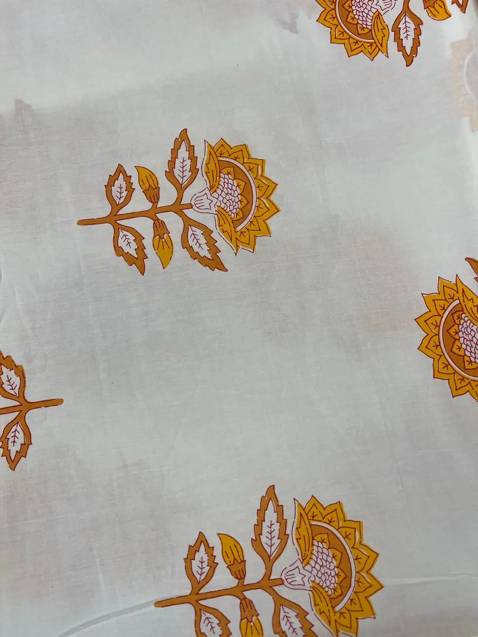 Mustard Color Screen Print Cotton Cambric Fabric