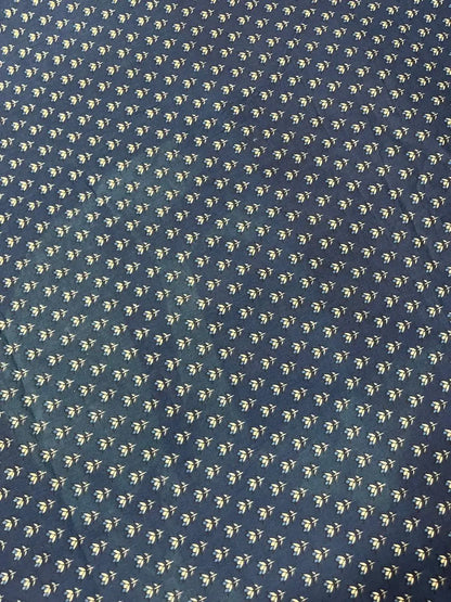 Navy Blue Color Screen Print Cotton Cambric Fabric
