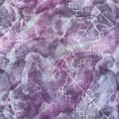 Violet Color Modal Thread Aari Work Fabric